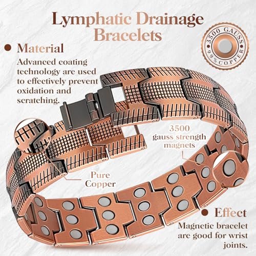 Mahnco Kupferarmband für Herren – 3X Ultra-Stärke 99,99% reines Kupfer mit Magneten, magnetisches Armband mit verstellbarem Größenwerkzeug