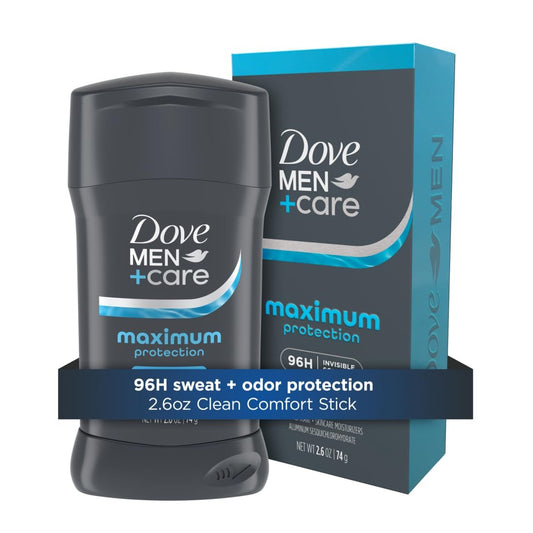 DOVE MEN + CARE Invisible Solid Stick Clean Comfort Maximum Protection Deodorant für Männer – 96 Stunden Komfort, 2,6 oz