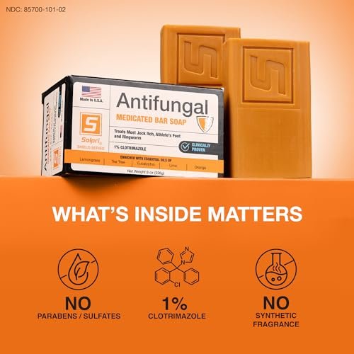 Solpri Shield 1% Clotrimazol Antimykotische Seife mit Teebaumöl – Medizinische Fußseife gegen Fußpilz, Juckreiz, Ringelflechte – 2er-Pack à 113 g