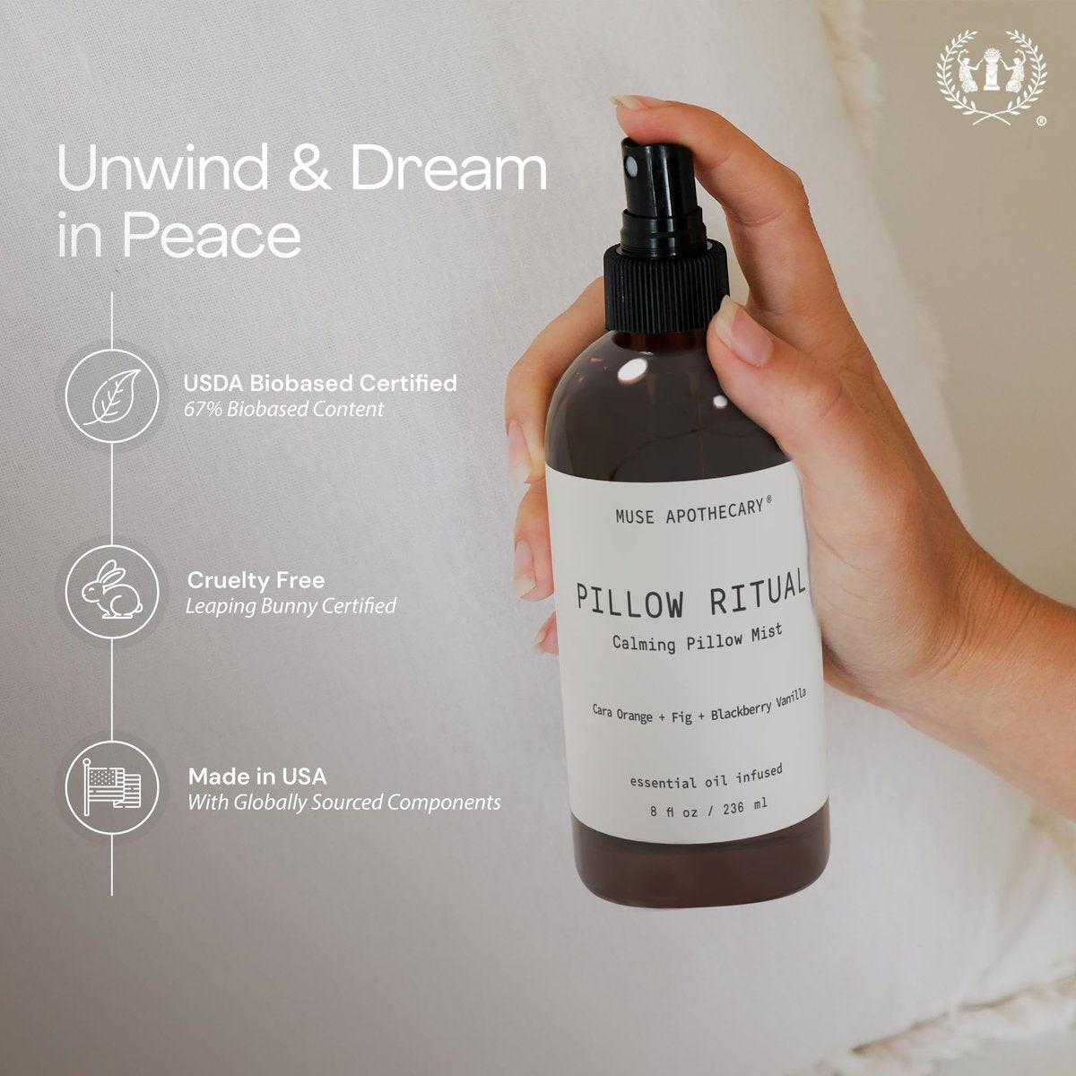 Muse Apothecary Pillow Ritual – Beruhigendes Kissen- und Raumspray mit Bergamotte, Lavendel & Sandelholz, 118 ml