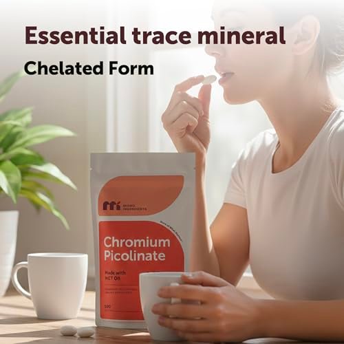 Micro Ingredients Chrom Picolinat 1.000 mcg pro Portion, 500 Weichkapseln, 1 Jahresvorrat | Chelatiertes essentielles Mineralpräparat mit MCT-Öl | Non-GMO