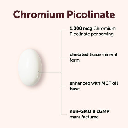 Micro Ingredients Chrom Picolinat 1.000 mcg pro Portion, 500 Weichkapseln, 1 Jahresvorrat | Chelatiertes essentielles Mineralpräparat mit MCT-Öl | Non-GMO