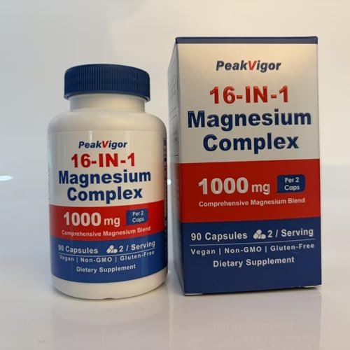 16-in-1 Magnesium Komplex 1000mg – Hochdosiert mit Magnesiumglycinat, Citrat, Orotat, L-Threonat, Malat – 90 vegane Kapseln für Frauen & Männer