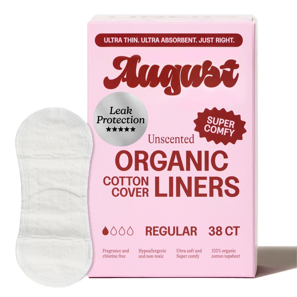 August Bio-Baumwoll Slipeinlagen für Frauen, 38 Stück, hautfreundlich, parfümfrei, hypoallergen