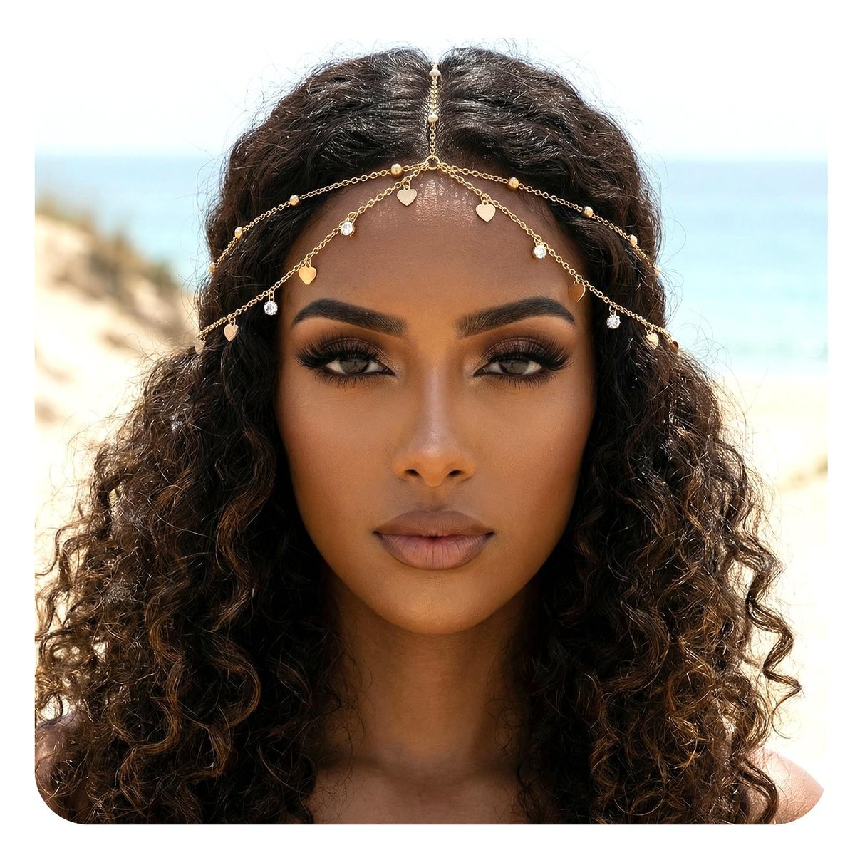 Nogeqi Gold Kopfkette mit Strass und Pailletten - Ägyptischer Kopfschmuck, Genie-Kopfschmuck für Frauen und Mädchen, Haaraccessoire für Festivals, Prom, Hochzeit, Braut