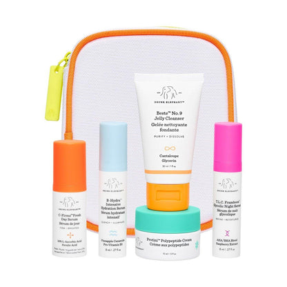 Drunk Elephant The Littles Kit – 5 Reisefreundliche A.M.- und P.M.-Essentials – Saubere klinische Hautpflege – Tierversuchsfrei – Dermatologisch getestet – Frei von ätherischen Ölen, Silikonen und Duftstoffen