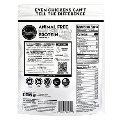 Healthier Comforts Tierfreies Eiweißpulver aus Eiklar | Vegane Eier-Omeletts, Engelkuchen, Baiser, Proteinshakes | Schäumt und bindet wie traditionelles Eiweiß (227 g)