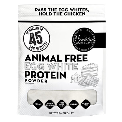Healthier Comforts Tierfreies Eiweißpulver aus Eiklar | Vegane Eier-Omeletts, Engelkuchen, Baiser, Proteinshakes | Schäumt und bindet wie traditionelles Eiweiß (227 g)