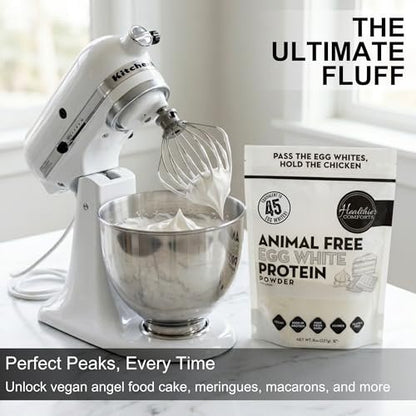 Healthier Comforts Tierfreies Eiweißpulver aus Eiklar | Vegane Eier-Omeletts, Engelkuchen, Baiser, Proteinshakes | Schäumt und bindet wie traditionelles Eiweiß (227 g)