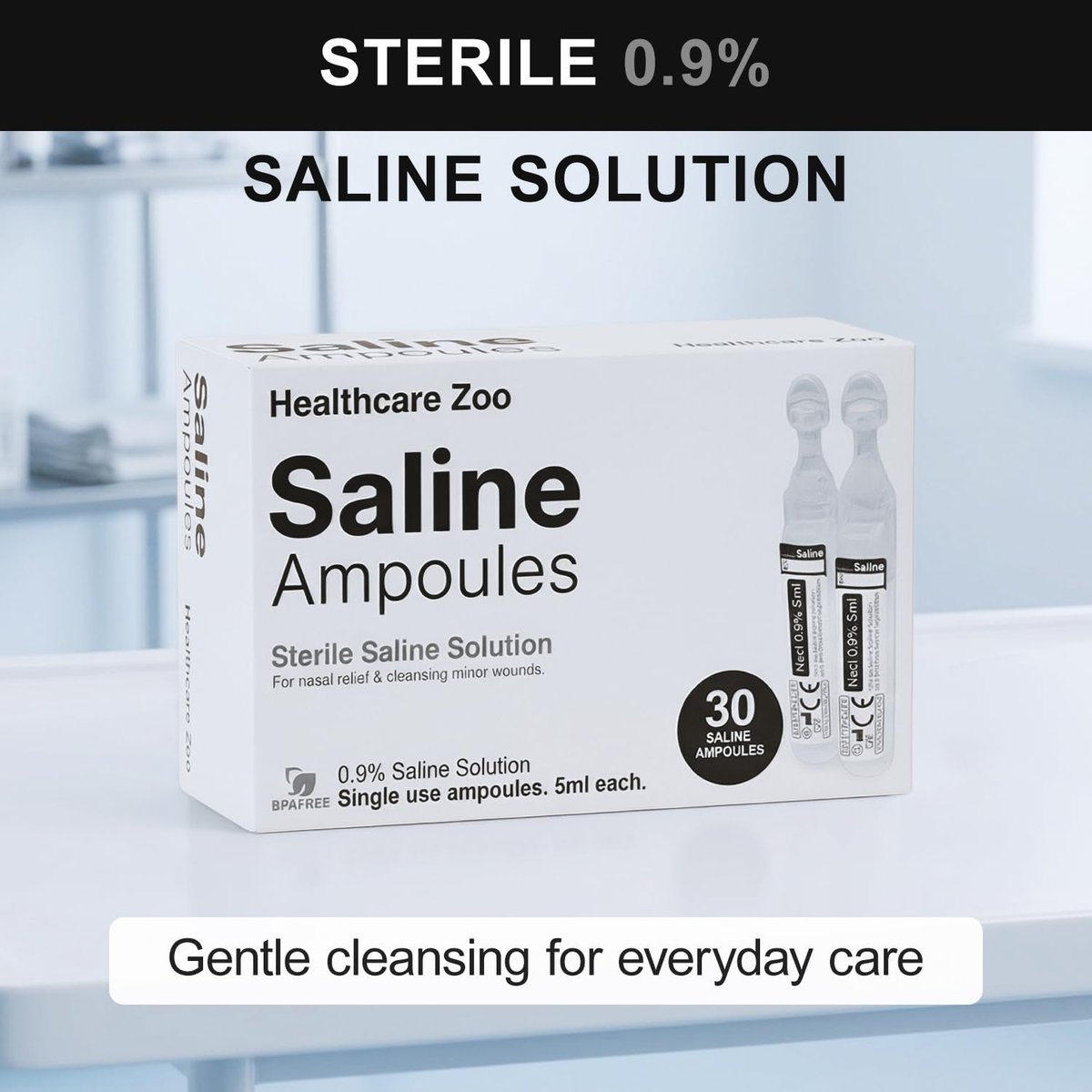Healthcare Zoo Kochsalzlösung 0,9% – 30 Einzelportions-Tuben à 5 ml, sterile physiologische Salzlösung