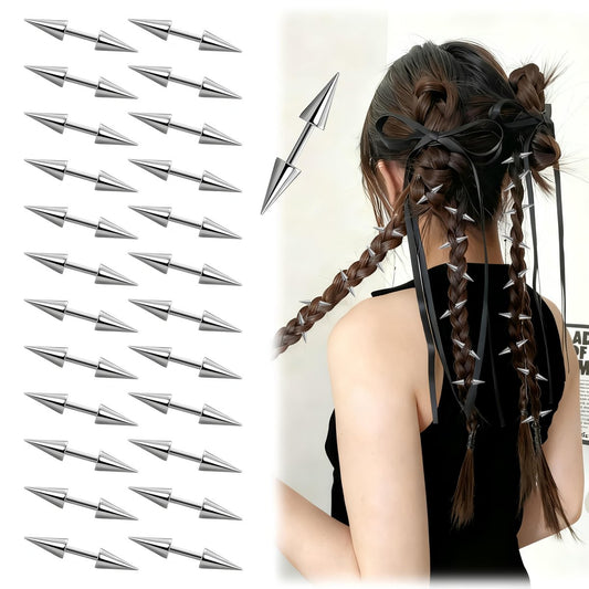 25-teilige Goth-Haarklammern für Frauen – Punk-Spikes aus Metall, Gothic-Haarschmuck im Emo/Y2K-Stil, trendige Edgy-Haarklammern für Zöpfe, Dutt & alternative Mode