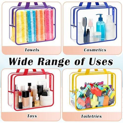 Loccmat 4er-Pack Große Klare Kosmetiktasche, Wasserdichte Toilettentasche mit Reißverschluss und Griff, Wiederverwendbare PVC Reise-Aufbewahrungstaschen, 11,8 x 8,7 x 3,9 Zoll