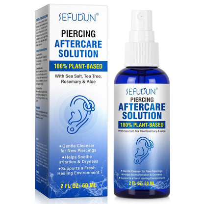 Piercing Aftercare Spray – Saline Spray für Ohr-, Bauch- & Nasenpiercings – Sanfte Reinigung & Pflege – 60 ml