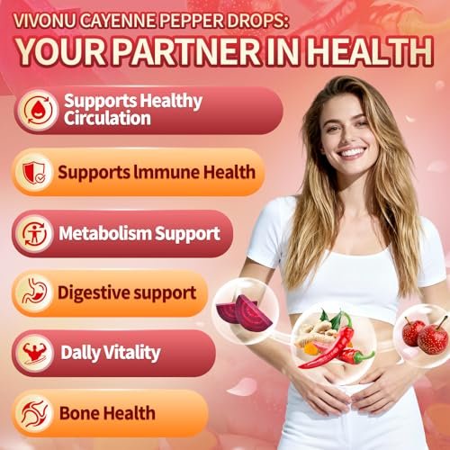 VivoNu Cayenne Pfeffer Softgel Kapseln – Unterstützt Beinvenen, Herz- und Blutgefäßgesundheit mit Vitamin E, D3+K2 sowie Traubenkern-, Weißdorn-, Rote Bete- und Berberin-Extrakten (240 Kapseln, 1 Flasche)