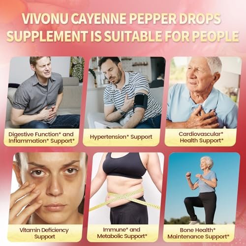 VivoNu Cayenne Pfeffer Softgel Kapseln – Unterstützt Beinvenen, Herz- und Blutgefäßgesundheit mit Vitamin E, D3+K2 sowie Traubenkern-, Weißdorn-, Rote Bete- und Berberin-Extrakten (240 Kapseln, 1 Flasche)