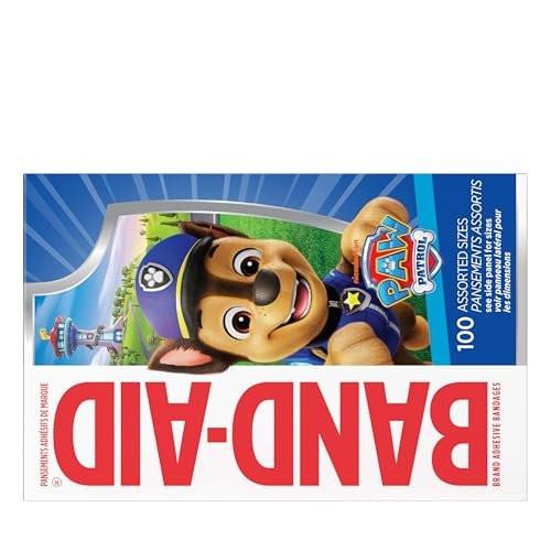 BAND-AID Brand Pflaster mit Paw Patrol Motiven – 100 bunte Wundpflaster für Kinder, ideal für kleine Schnitte und Schrammen, Erste-Hilfe-Bedarf, verschiedene Größen