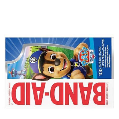 BAND-AID Brand Pflaster mit Paw Patrol Motiven – 100 bunte Wundpflaster für Kinder, ideal für kleine Schnitte und Schrammen, Erste-Hilfe-Bedarf, verschiedene Größen