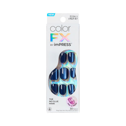 Kiss Impress No Glue Mani Press On Nägel, ColorFX, 'Velvet Romance', Lila, Kurze Länge, Squoval-Form, Inklusive 30 Nägel, Vorbereitungspad, Anleitungsblatt, 1 Manikürestab, 1 Mini-Feile