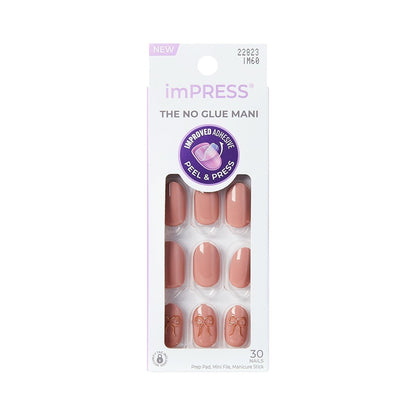 imPRESS Kiss Impress No Glue Mani Press On Nägel 'Close to You' – Kurz, Oval, Rosa/Gold, 30 Stück
