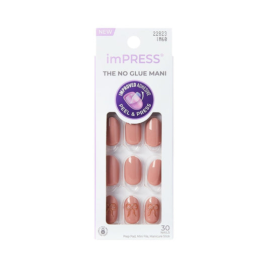 imPRESS Kiss Impress No Glue Mani Press On Nägel 'Close to You' – Kurz, Oval, Rosa/Gold, 30 Stück