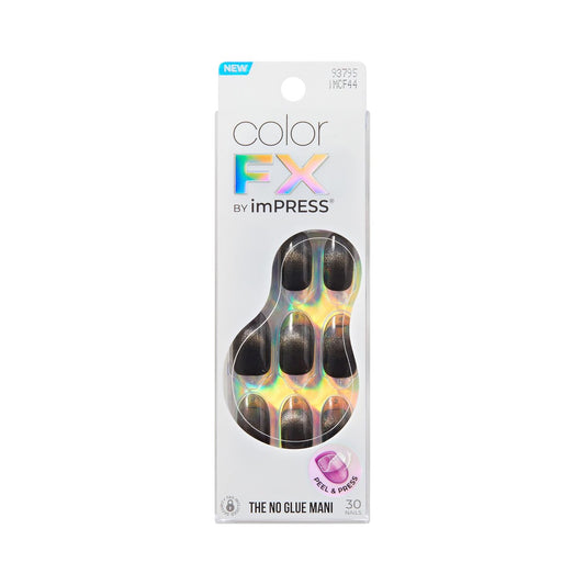 imPRESS ColorFX Press-On-Nägel 'Best Wishes' – Kein Kleber nötig, mittelgroß, oval, schwarz (30 Nägel inkl. Vorbereitungspad, Anleitung, Manikürestab, Mini-Feile)