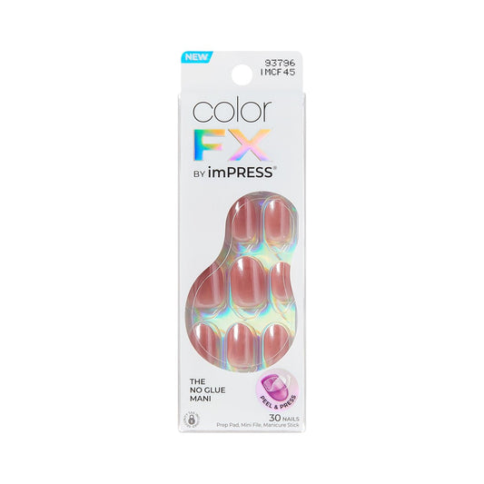 imPRESS Kiss Impress No Glue Mani Press On Nails, ColorFX, 'Boundless', Pink, Kurze Länge, Ovale Form, 30 Nägel, Vorbereitungspad, Anleitung, Manikürestab, Mini-Feile