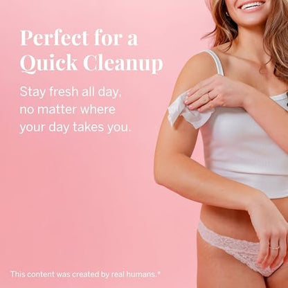 Pixie Feminine Wipes – Natürlich duftend nach Rosenwasser + Weißem Tee – Spülbar, biologisch abbaubar & pH-ausgeglichen – einzeln verpackte Tücher für unterwegs – Reiniger für Menstruationstassen & -scheiben (10 Stück)