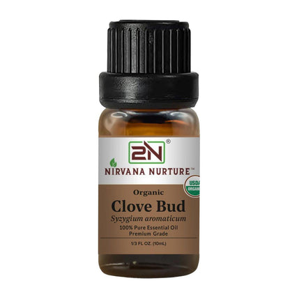 Nirvana Nurture Bio Nelkenknospen-Öl, USDA Bio, 100% rein unverdünnt, Aromatherapieöl für Diffuser, Haar & Hautpflege, 0,34 Fl Oz