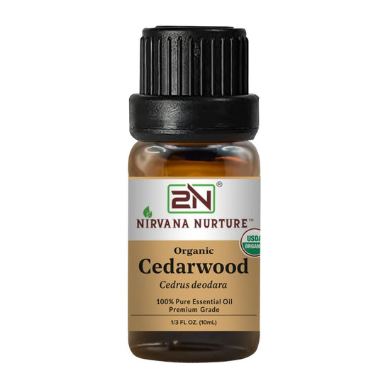 Nirvana Nurture Zedernholz Ätherisches Öl, USDA Bio, 100% Rein Unverdünnt, Aromatherapie Öl für Diffuser, Haar- und Hautpflege