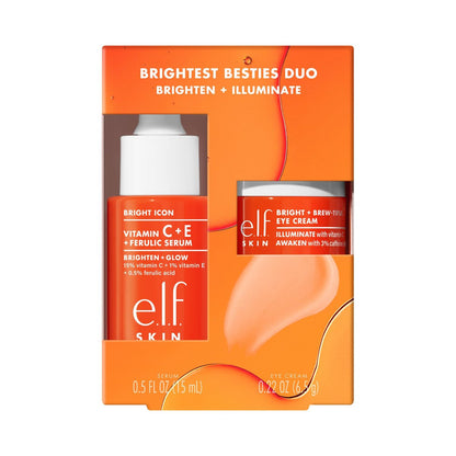 e.l.f. SKIN Brightest Besties Duo – Reiseset für strahlende Haut mit aufhellendem Gesichtsserum & Vitamin C Augencreme