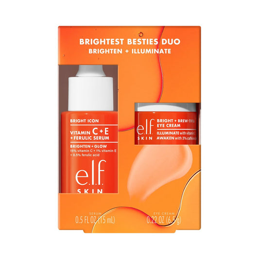 e.l.f. SKIN Brightest Besties Duo – Reiseset für strahlende Haut mit aufhellendem Gesichtsserum & Vitamin C Augencreme