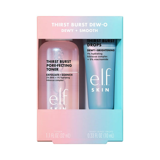 e.l.f. SKIN Thirst Burst Dew-O Reiseset: Peeling-Toner & Feuchtigkeitsserum für einen erfrischten, prallen Glow – Vegan & Tierversuchsfrei