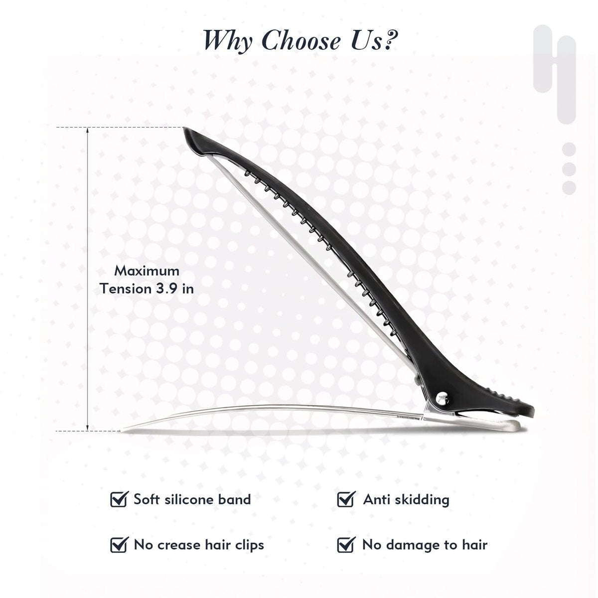 FEEHOPE 12 Stück 4,3 Zoll Lange Haar-Sectioning-Clips, Knitterfreie, rutschfeste Haarstyling-Clips mit Silikonband, Professionelle Haarclips zum Stylen, Schneiden und für Lockenwickler