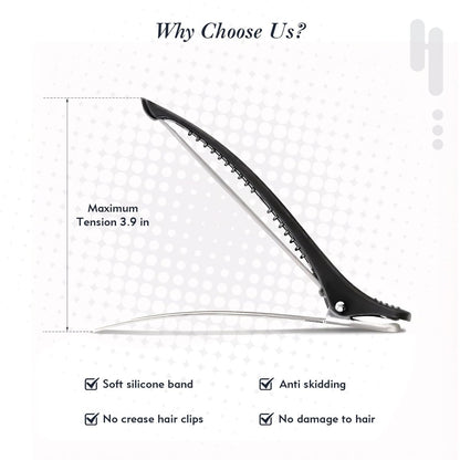 FEEHOPE 12 Stück 4,3 Zoll Lange Haar-Sectioning-Clips, Knitterfreie, rutschfeste Haarstyling-Clips mit Silikonband, Professionelle Haarclips zum Stylen, Schneiden und für Lockenwickler