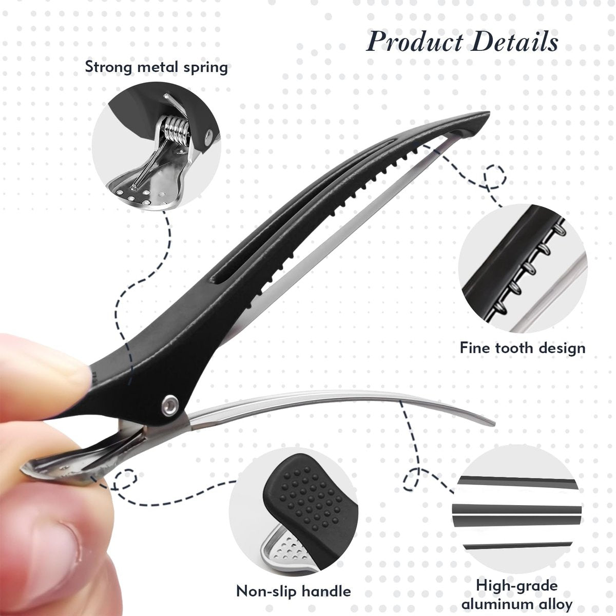 FEEHOPE 12 Stück 4,3 Zoll Lange Haar-Sectioning-Clips, Knitterfreie, rutschfeste Haarstyling-Clips mit Silikonband, Professionelle Haarclips zum Stylen, Schneiden und für Lockenwickler