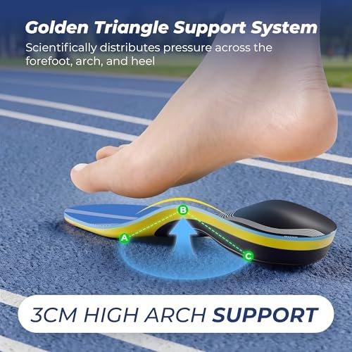 Professionelle Heavy-Duty Einlegesohlen für Plantarfasziitis – Starke Unterstützung für über 105 kg, mittleres Fußgewölbe, für Damen und Herren, flache Füße, Arbeitsstiefel