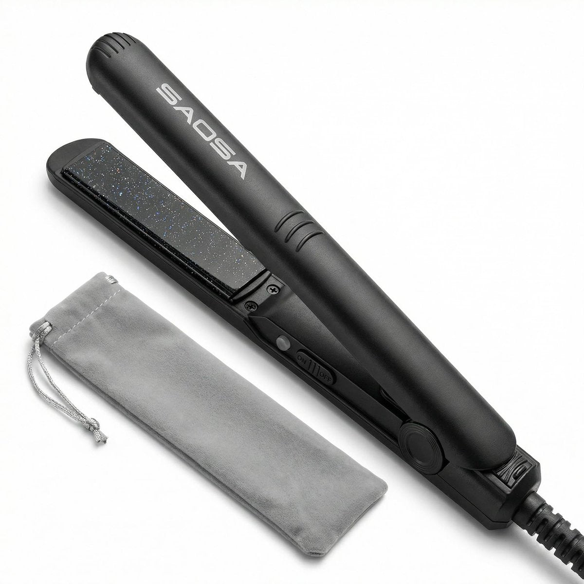 SAOSA Mini Glätteisen 0,7 Zoll – Keramik-Haarglätter für kurzes Haar, Pony & Kanten, 2-in-1 Reiseglätteisen mit Dual Voltage, 210°C schnelles Aufheizen, Turmalin-Stieler mit Aufbewahrungstasche, Schwarz