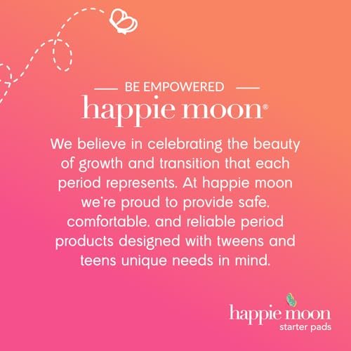 Happie Moon Bio-Baumwoll-Binden für Tweens & Teens | Ultradünne Binden mit Flügeln | Chlorfrei & Duftfrei | Starter & Small Variety Pack, 20 Stück