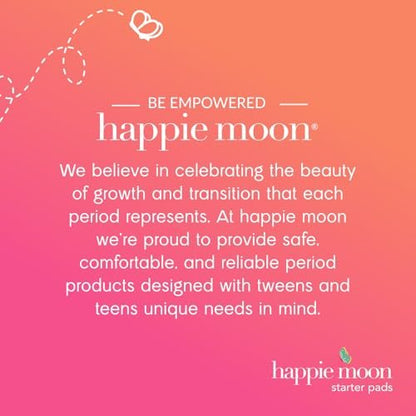Happie Moon Bio-Baumwoll-Binden für Tweens & Teens | Ultradünne Binden mit Flügeln | Chlorfrei & Duftfrei | Starter & Small Variety Pack, 20 Stück