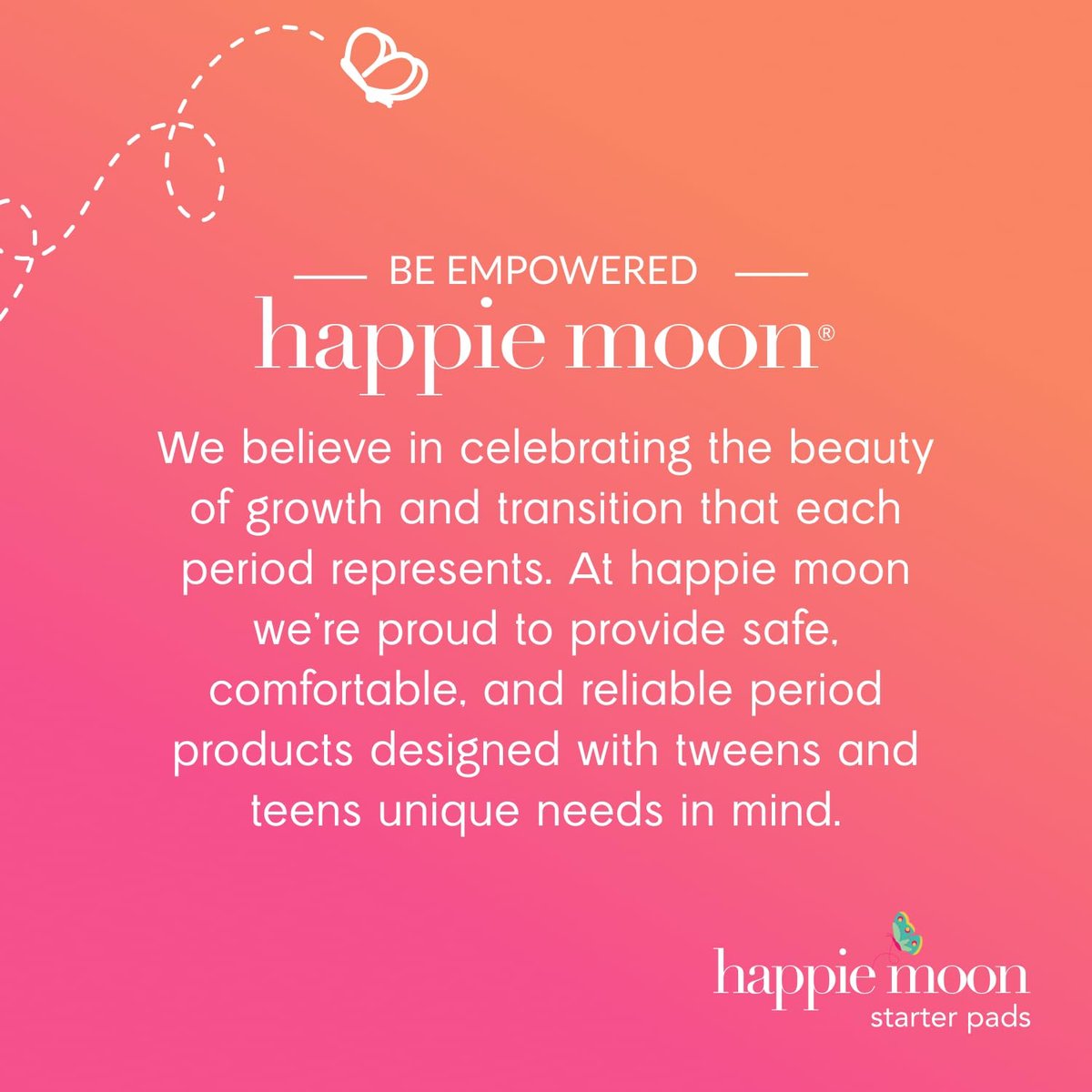 Happie Moon Bio-Baumwoll-Binden für Tweens & Teens | Ultradünne Binden mit Flügeln | Chlorfrei & Duftfrei | Starter & Small Variety Pack, 20 Stück