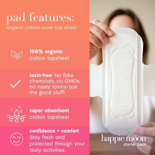 Happie Moon Bio-Baumwoll-Binden für Tweens & Teens | Ultradünne Binden mit Flügeln | Chlorfrei & Duftfrei | Starter & Small Variety Pack, 20 Stück