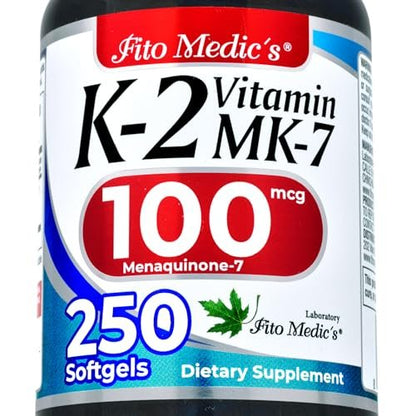 FITO MEDIC'S Lab Vitamin K2 | K2 Vitamin Supplement | Vitamin K | 250 Softgels | 100 mcg