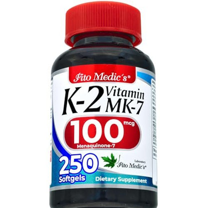 FITO MEDIC'S Lab Vitamin K2 | K2 Vitamin Supplement | Vitamin K | 250 Softgels | 100 mcg