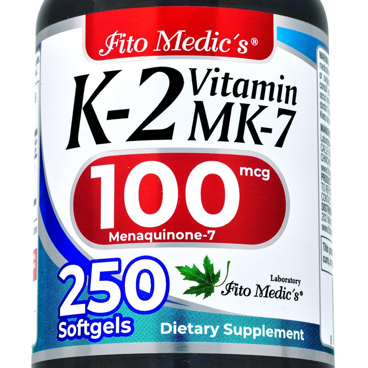 FITO MEDIC'S Lab Vitamin K2 | K2 Vitamin Supplement | Vitamin K | 250 Softgels | 100 mcg