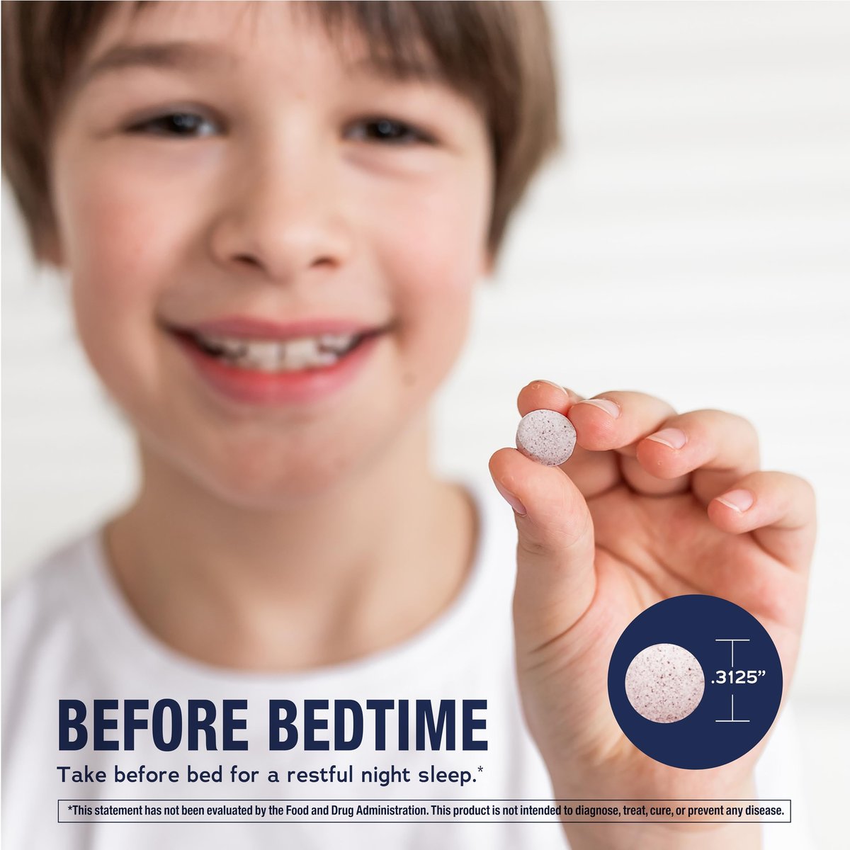 Natural Vitality Kids Calm Sleep Melatonin | 1mg Kautabletten | 100 % Arzneimittelfrei | Nachtliches Traubenaroma | 60 Stück