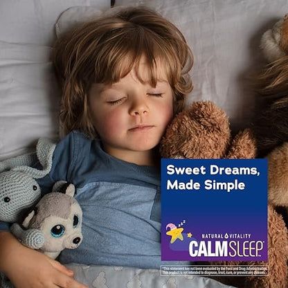 Natural Vitality Kids Calm Sleep Melatonin | 1mg Kautabletten | 100 % Arzneimittelfrei | Nachtliches Traubenaroma | 60 Stück