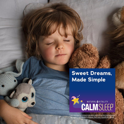 Natural Vitality Kids Calm Sleep Melatonin | 1mg Kautabletten | 100 % Arzneimittelfrei | Nachtliches Traubenaroma | 60 Stück