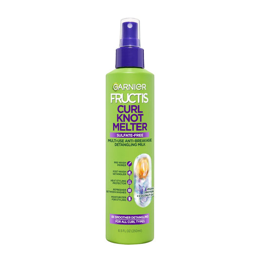 Garnier Fructis Curl Knot Melter Multi-Use Anti-Breakage Detangling Milk, Feuchtigkeitsspendender Entwirrspray und Hitzeschutz für alle Lockentypen, mit veganem Protein und Kokosöl, 250 ml