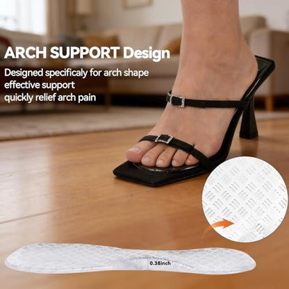 Arch Support Sandal Einlagen für Plattfüße, Gel 3/4 Unsichtbare High Heel Einlagen für Damen, Klebe-Ferseneinlagen für Pumps, Schmerzlinderung, Neu Anti-Rutsch, 2 Klar, 5-7