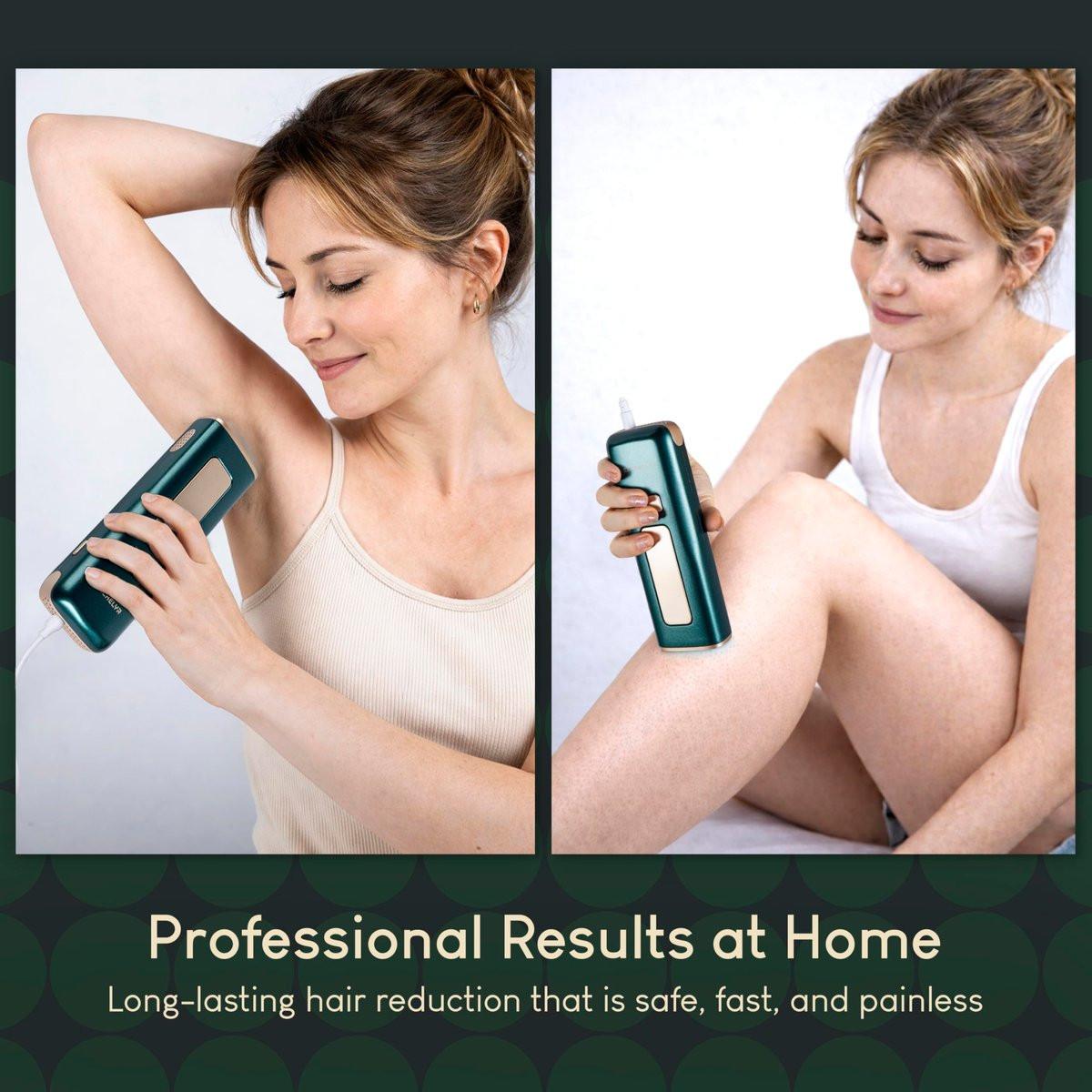 IPL-Haarentfernung mit schmerzfreiem Eiskühlungssystem - Laser-Haarentfernung für Frauen & Männer mit 5 Energieleveln, unbegrenzten Blitzen - Ganzkörperanwendung - Inklusive Rasierer und Schutzbrille